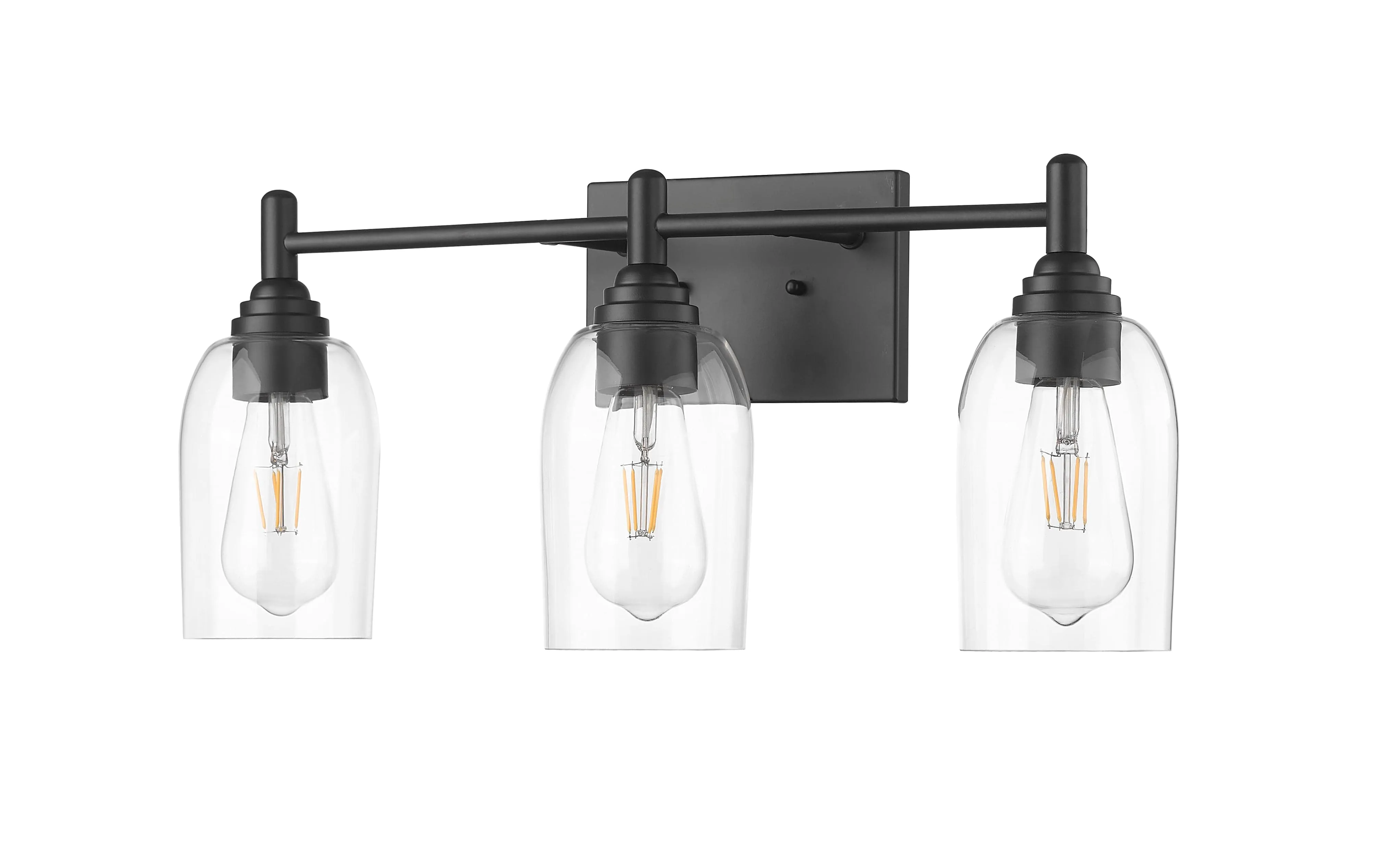 3 Lamps Arlett Vanity Light - Matte Black - Clear Glass - 22in. Wide