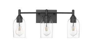 3 Lamps Arlett Vanity Light - Matte Black - Clear Glass - 22in. Wide
