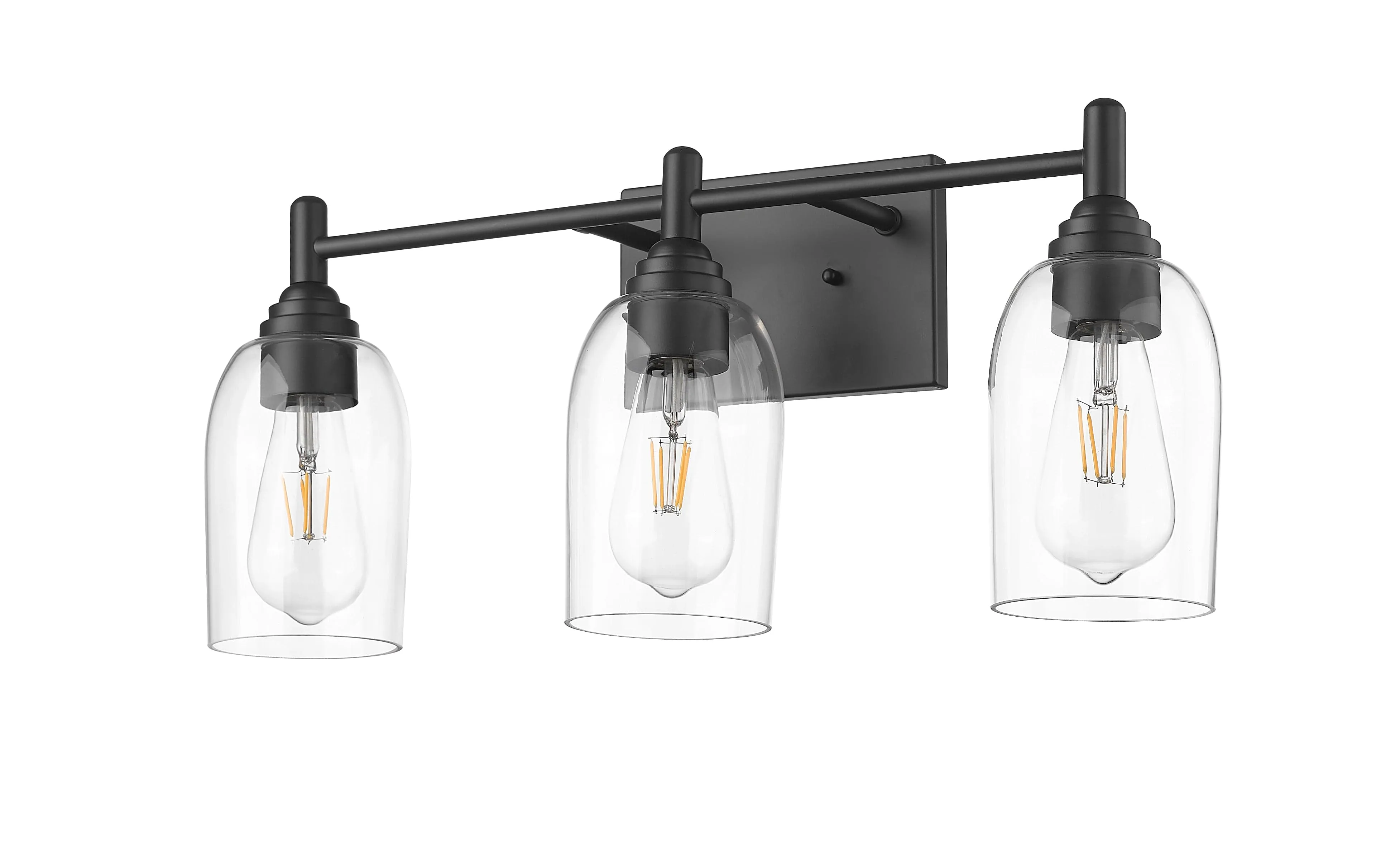 3 Lamps Arlett Vanity Light - Matte Black - Clear Glass - 22in. Wide