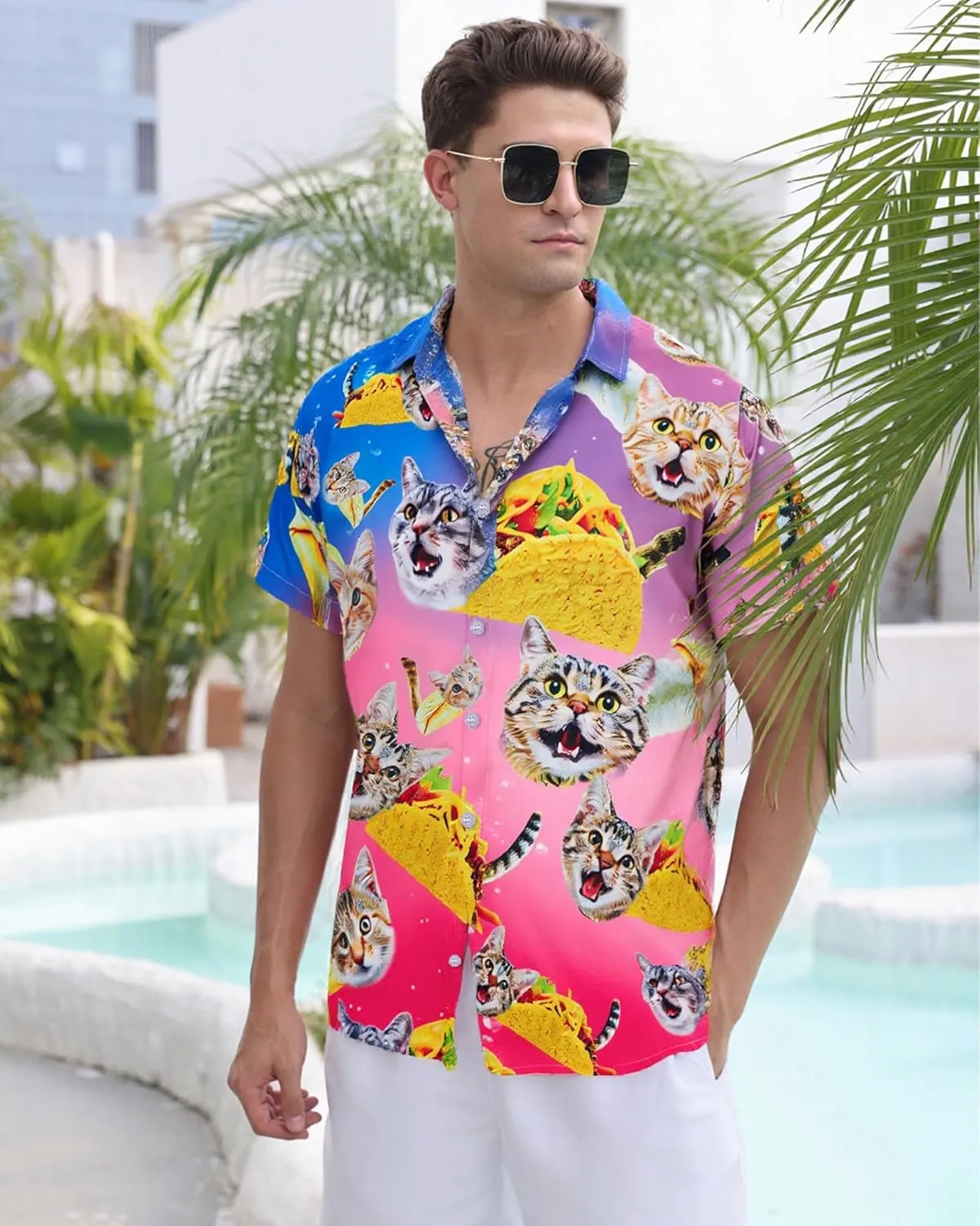 ALISISTER Mens Button Down Short Sleeve Dress Shirt Novelty Hawaiian Holiday Summer Funny Tops
