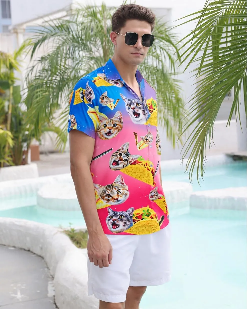 ALISISTER Mens Button Down Short Sleeve Dress Shirt Novelty Hawaiian Holiday Summer Funny Tops