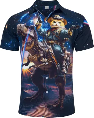 ALISISTER Mens Button Down Short Sleeve Dress Shirt Novelty Hawaiian Holiday Summer Funny Tops