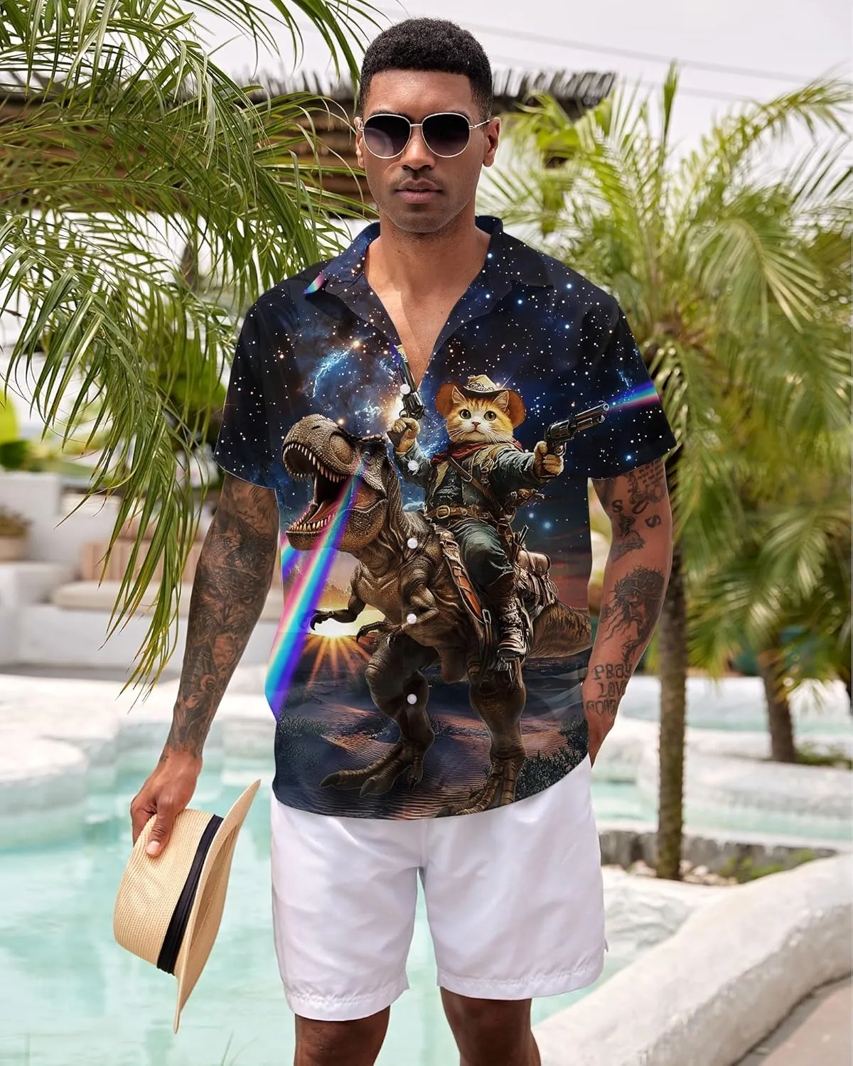 ALISISTER Mens Button Down Short Sleeve Dress Shirt Novelty Hawaiian Holiday Summer Funny Tops