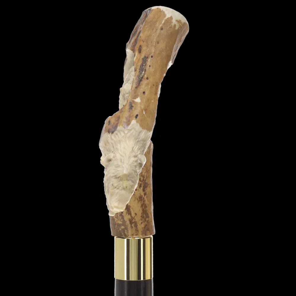 Bison Antler Buffalo Bone Handle Collector Cane w/Custom Shaft and Collar