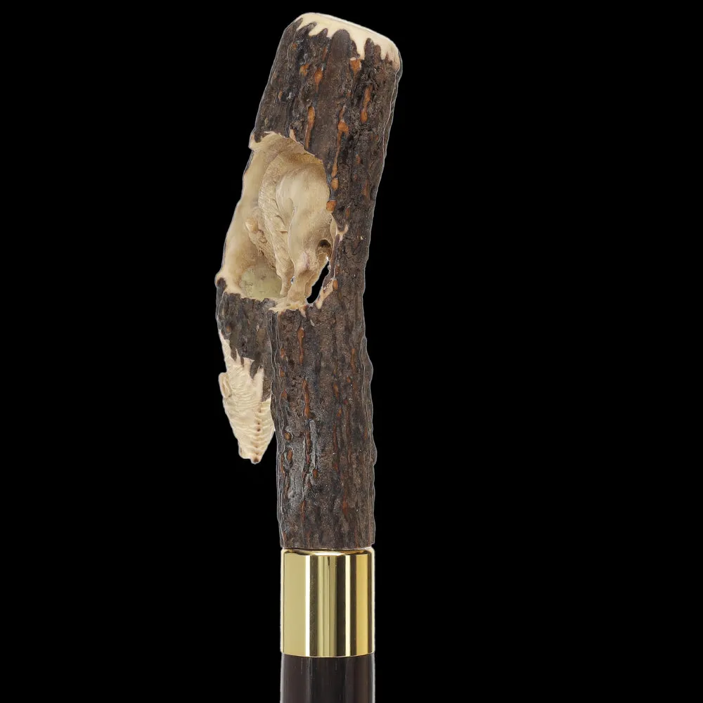 Bison Antler Buffalo Bone Handle Collector Cane w/Custom Shaft and Collar