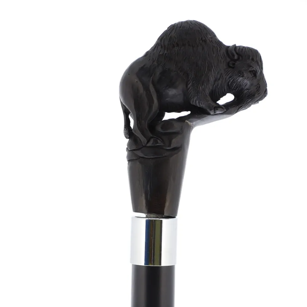Bison Dark Buffalo Horn Handle Collector Cane w/Custom Shaft and Collar