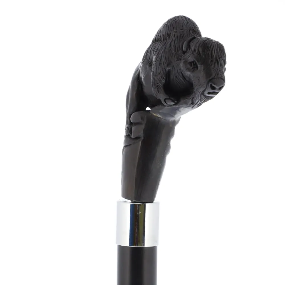 Bison Dark Buffalo Horn Handle Collector Cane w/Custom Shaft and Collar