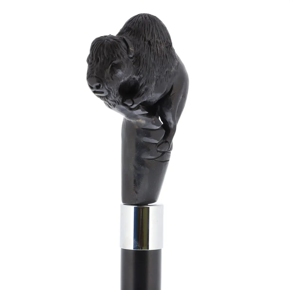 Bison Dark Buffalo Horn Handle Collector Cane w/Custom Shaft and Collar