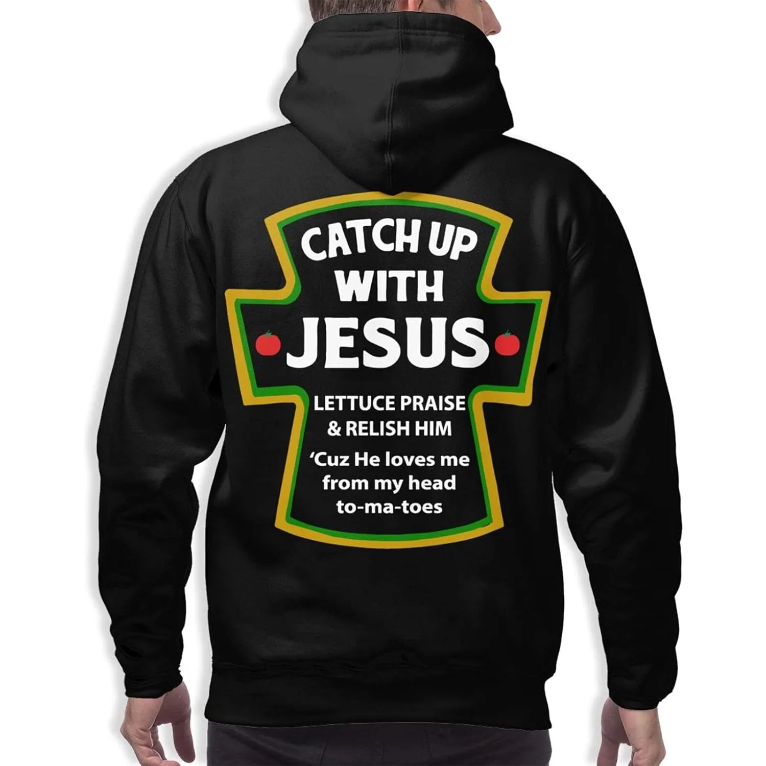 Catch Up With Jesus Christian Casual Man'S Sweatshirt Hipster Pullover Hoodie Comfortable In Autumn And Winter Black