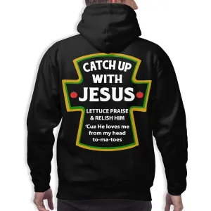 Catch Up With Jesus Christian Casual Man'S Sweatshirt Hipster Pullover Hoodie Comfortable In Autumn And Winter Black