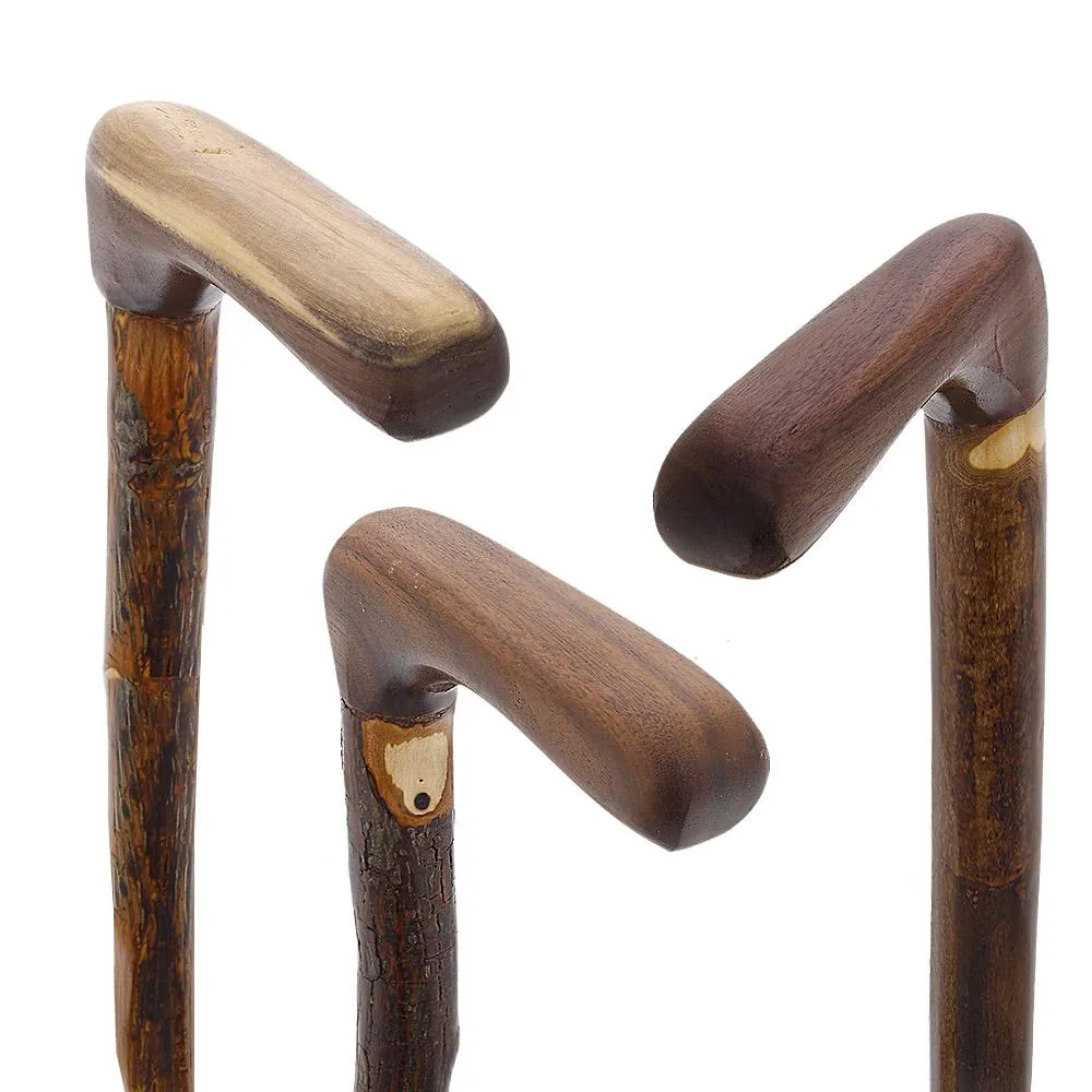 Elegant Spiral & Natural Bark Cane: Hickory & Walnut Craft