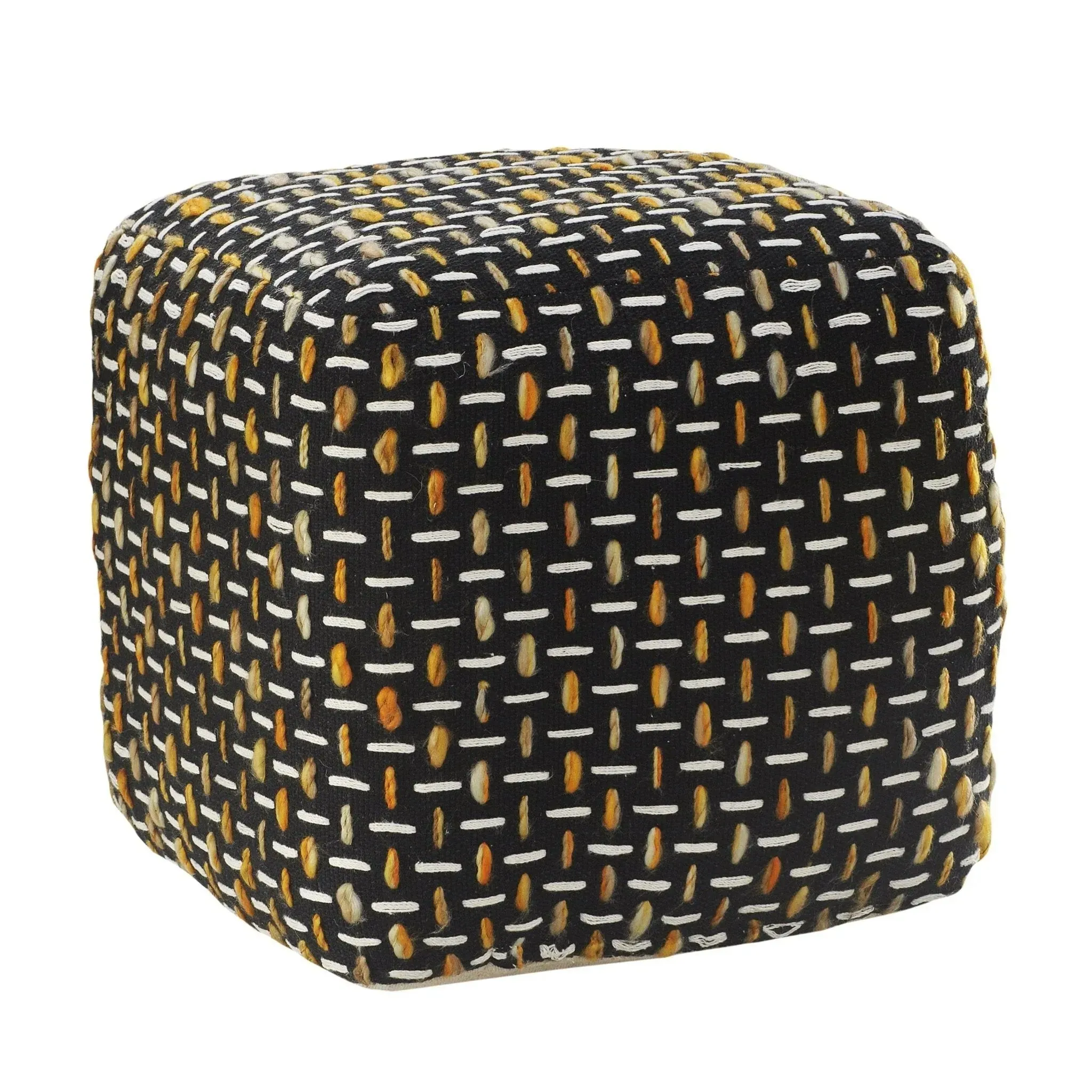 Flat Weave Lr34023 Black/Gold Pouf