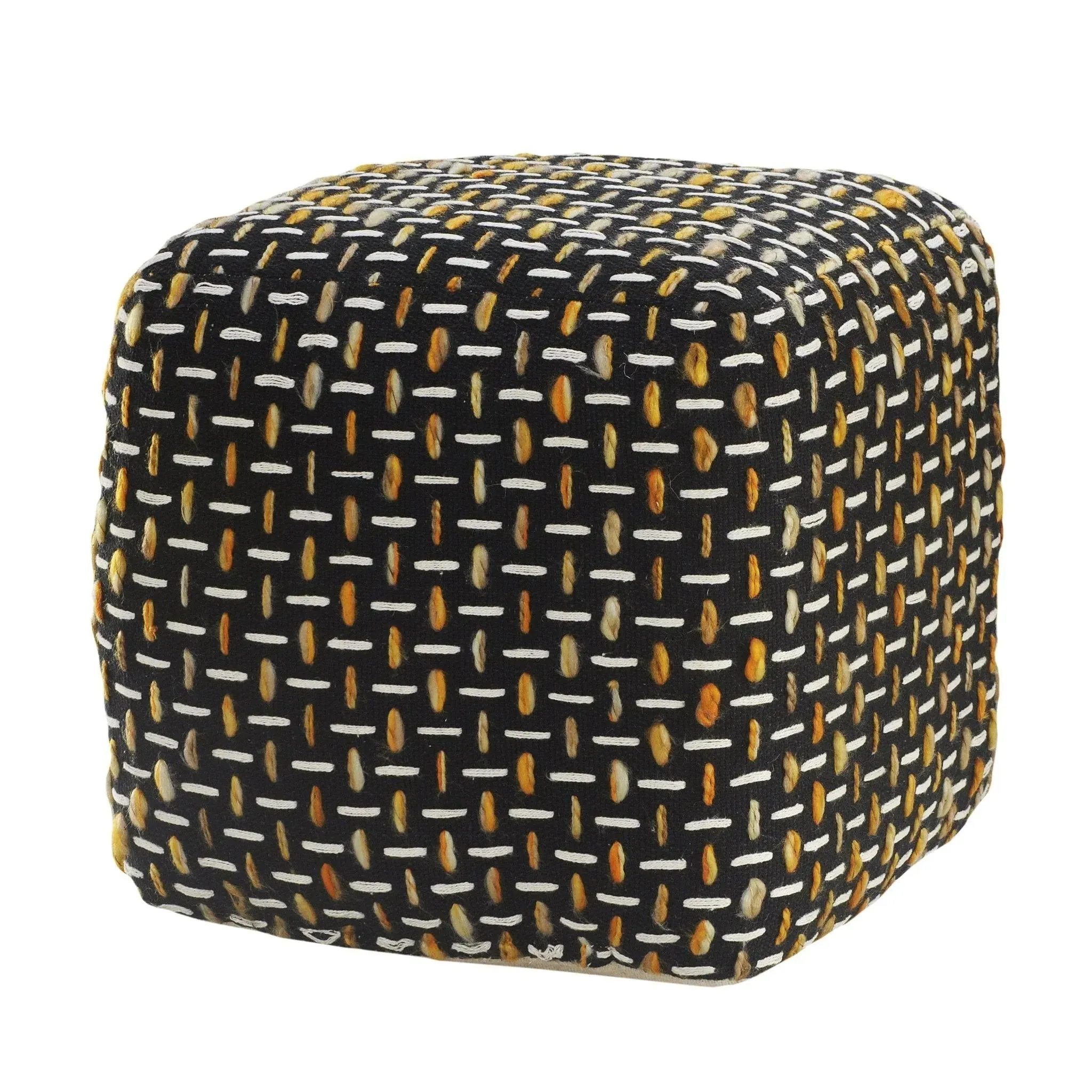 Flat Weave Lr34023 Black/Gold Pouf