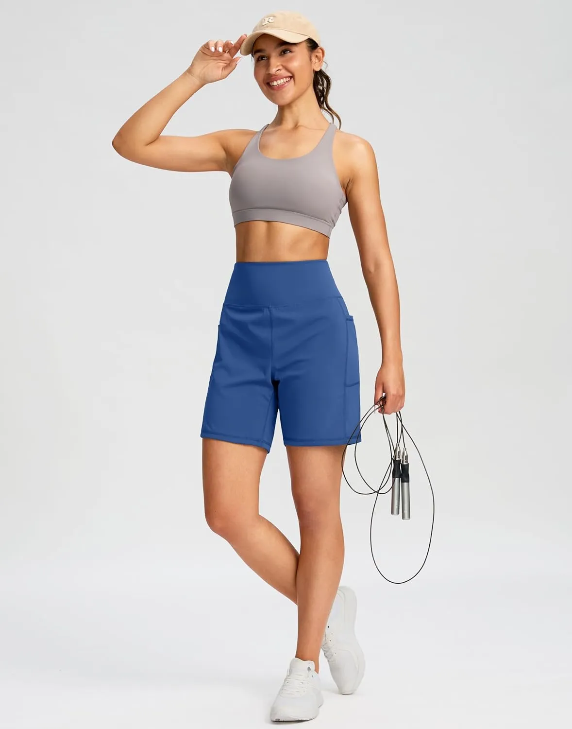 G Gradual Women's 7'' Athletic Long Shorts with Pockets High Waisted Stretch Bermuda Shorts for Women Walking Workout Casual