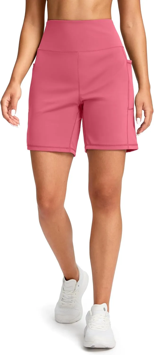 G Gradual Women's 7'' Athletic Long Shorts with Pockets High Waisted Stretch Bermuda Shorts for Women Walking Workout Casual
