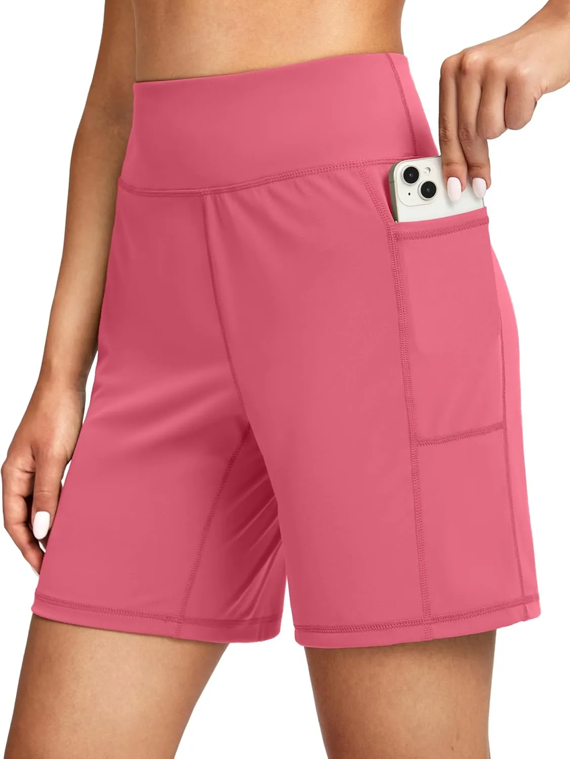 G Gradual Women's 7'' Athletic Long Shorts with Pockets High Waisted Stretch Bermuda Shorts for Women Walking Workout Casual