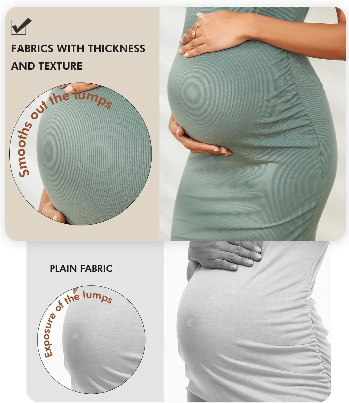 Glampunch Womens Maternity Sleeveless Dress Rib Knit Bodycon Pregnancy Tank Dresses for Daily Wearing or Baby Shower