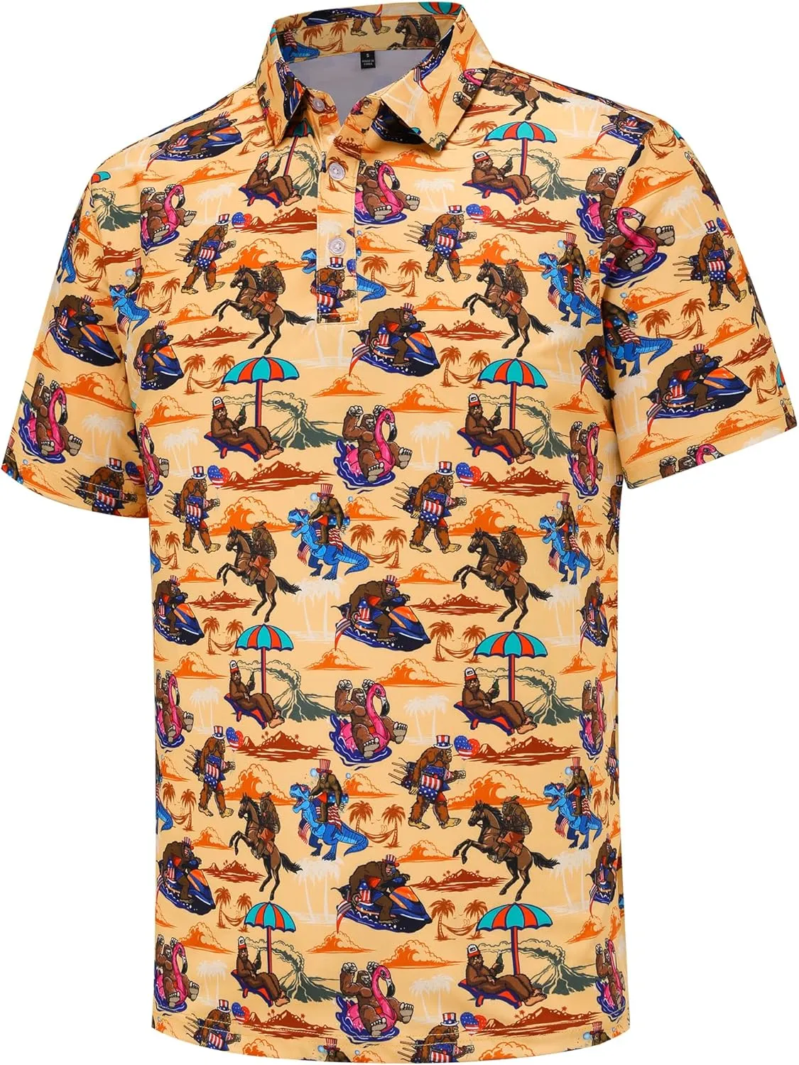 Mens Golf Polo Shirts Short Sleeve Performance Moisture Wicking Dry Fit Casual Print Funny Golf Polo Shirts for Men