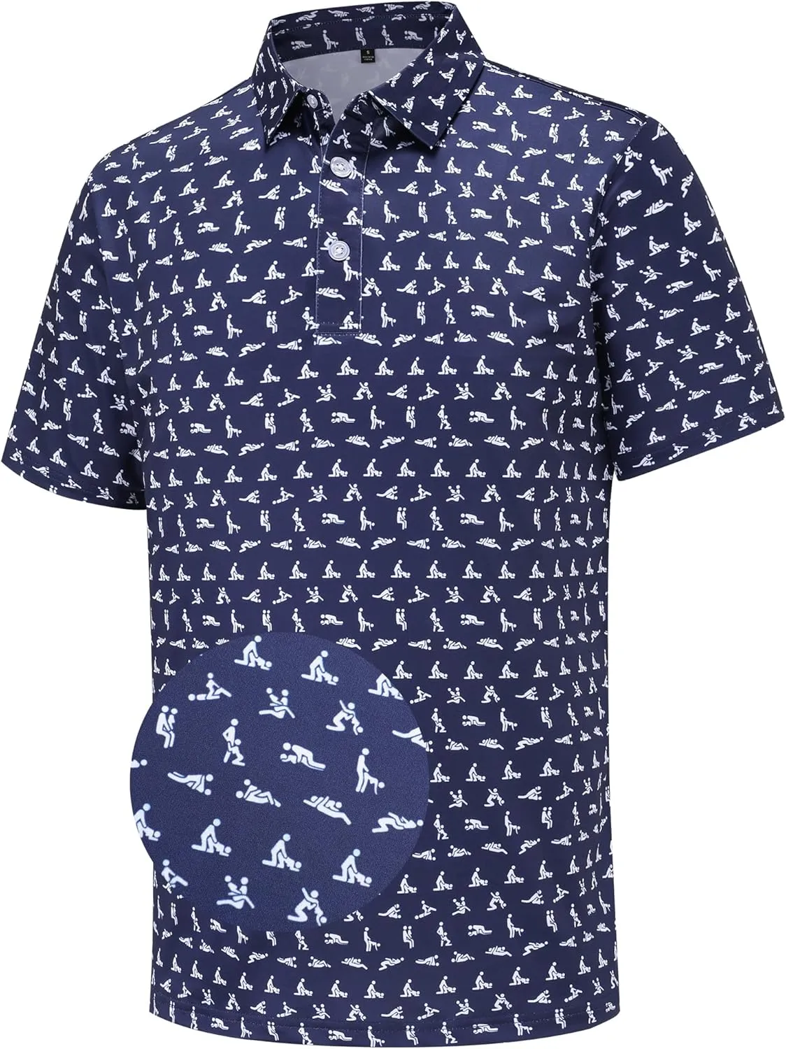 Mens Golf Polo Shirts Short Sleeve Performance Moisture Wicking Dry Fit Casual Print Funny Golf Polo Shirts for Men
