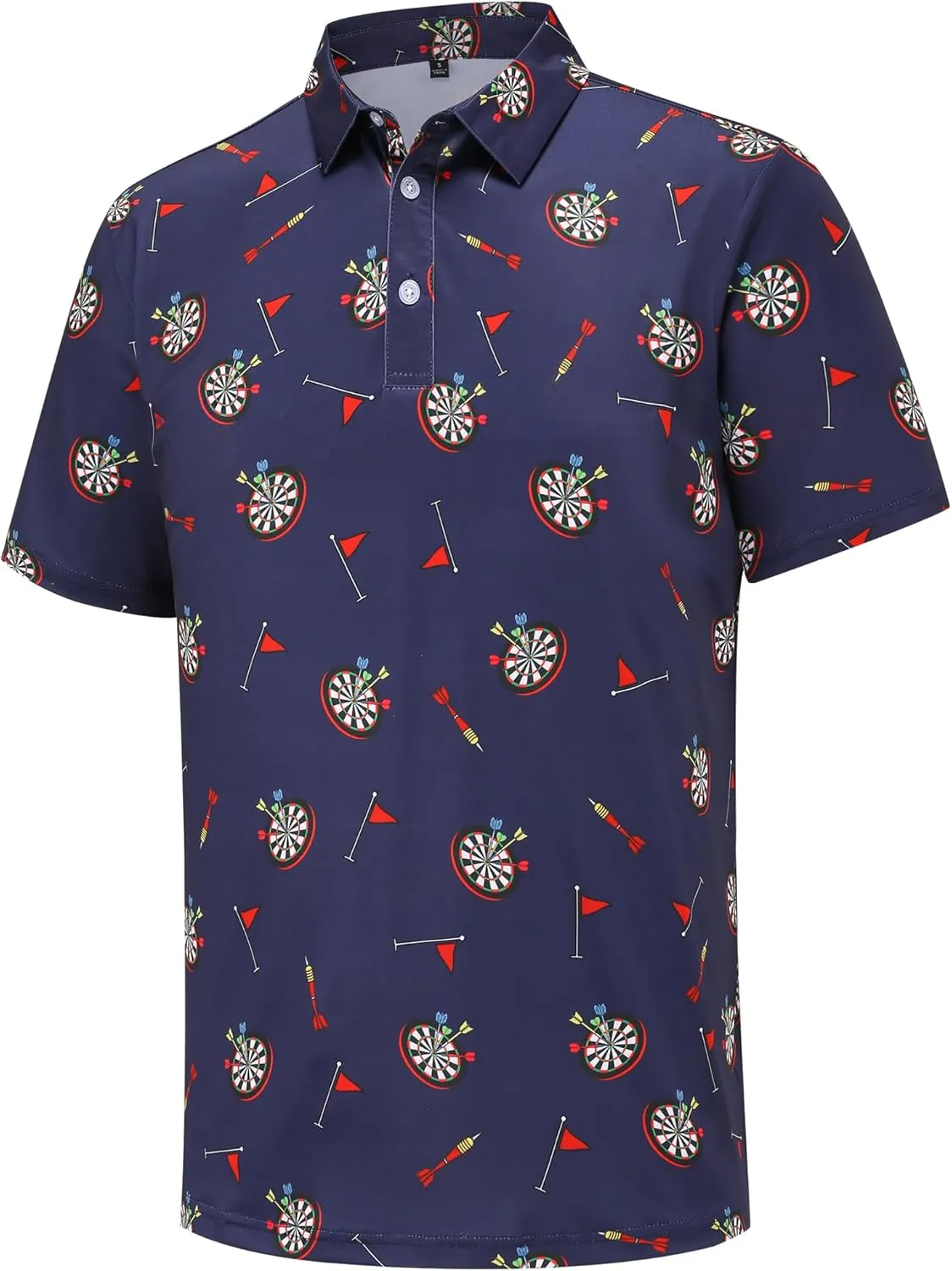 Mens Golf Polo Shirts Short Sleeve Performance Moisture Wicking Dry Fit Casual Print Funny Golf Polo Shirts for Men