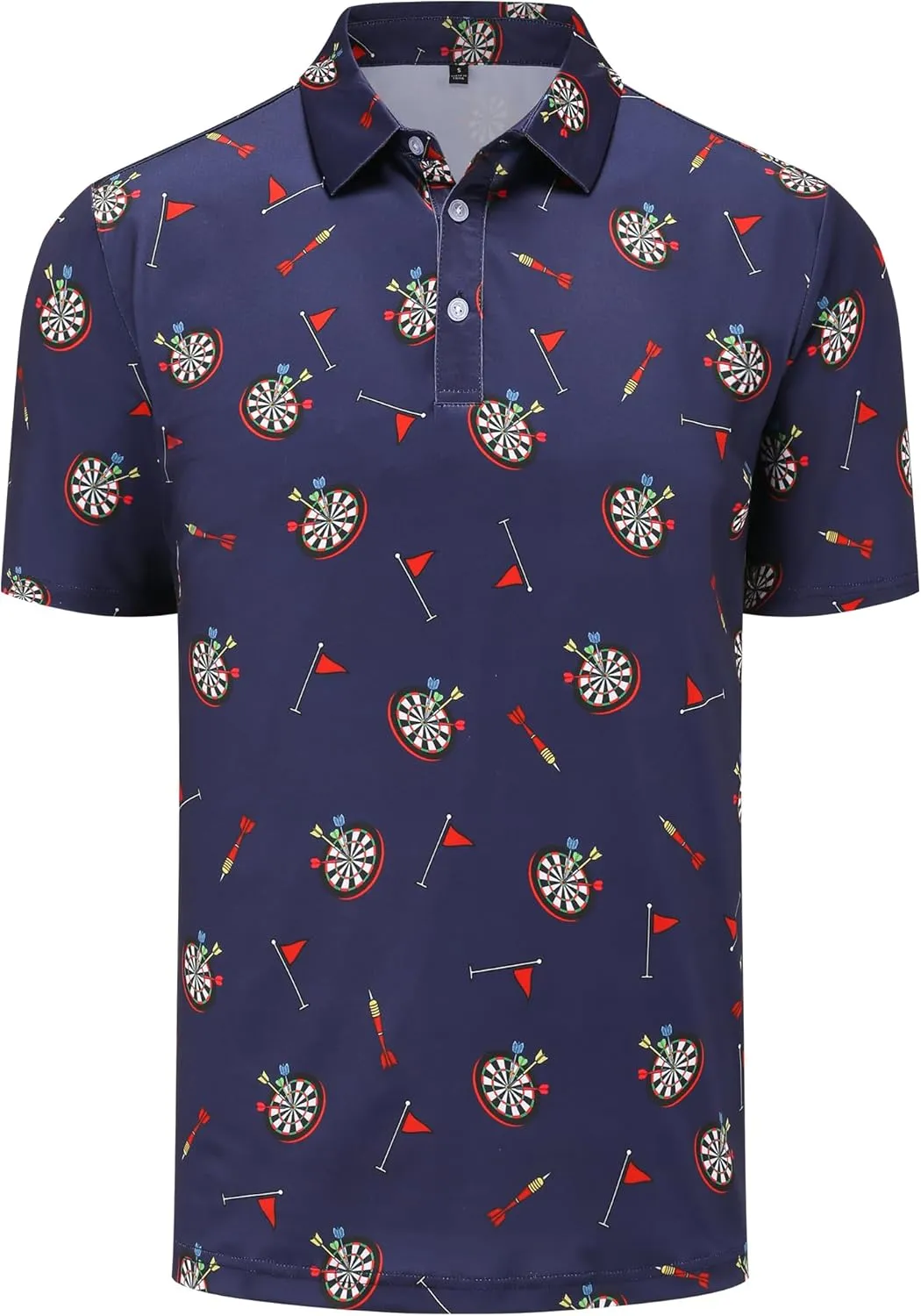 Mens Golf Polo Shirts Short Sleeve Performance Moisture Wicking Dry Fit Casual Print Funny Golf Polo Shirts for Men