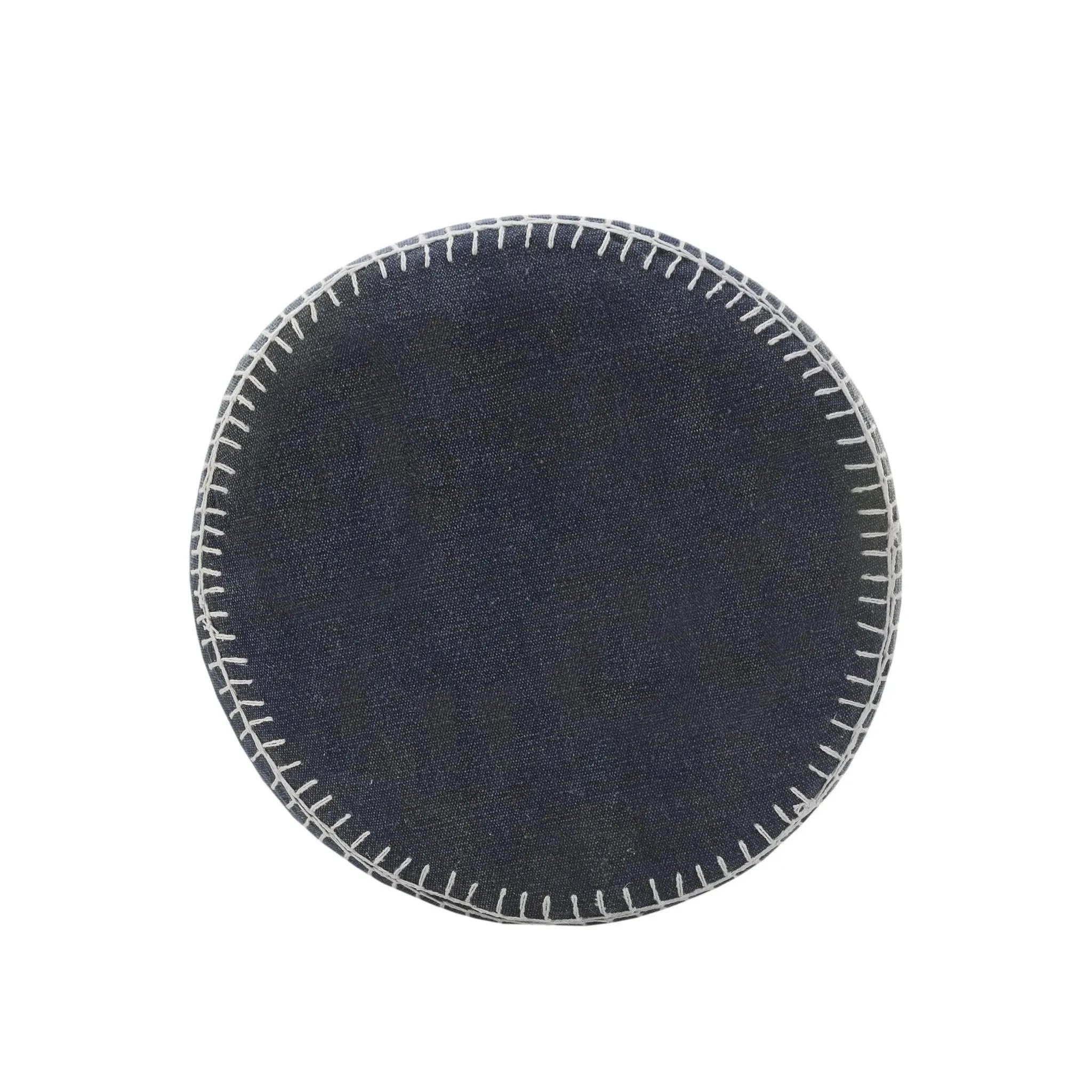 Natural Lr34034 Navy/White Pouf