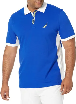 Nautica Men's Short Sleeve Color Block Performance Pique Polo Shirt