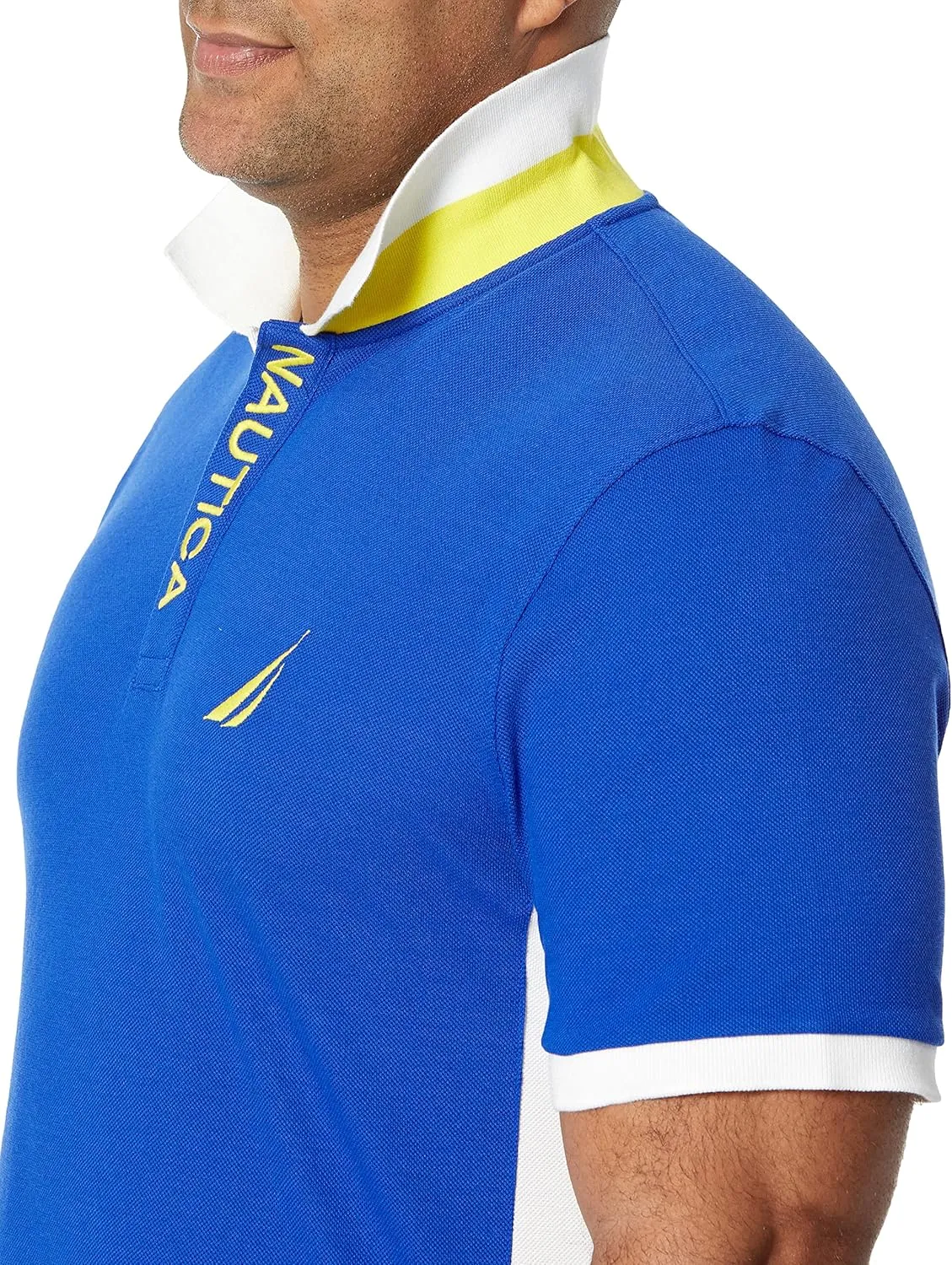 Nautica Men's Short Sleeve Color Block Performance Pique Polo Shirt