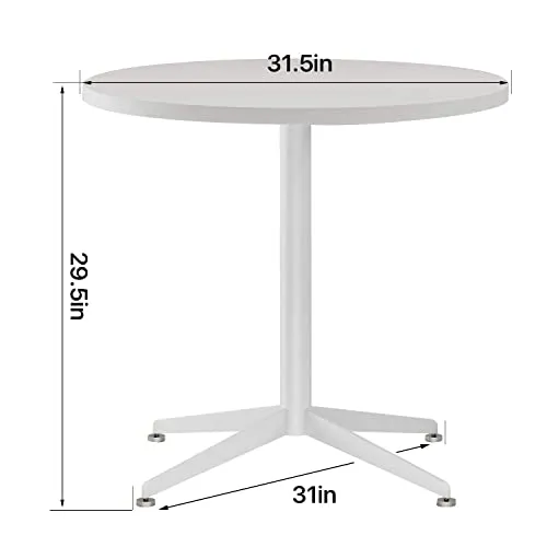 SENGLIDA White Dining Table Round Small Office Table Conference Table Coffee Meeting Table for Office Boardroom Kitchen Living Room Waterproof Desktop Easy Assembly 31.5 inch
