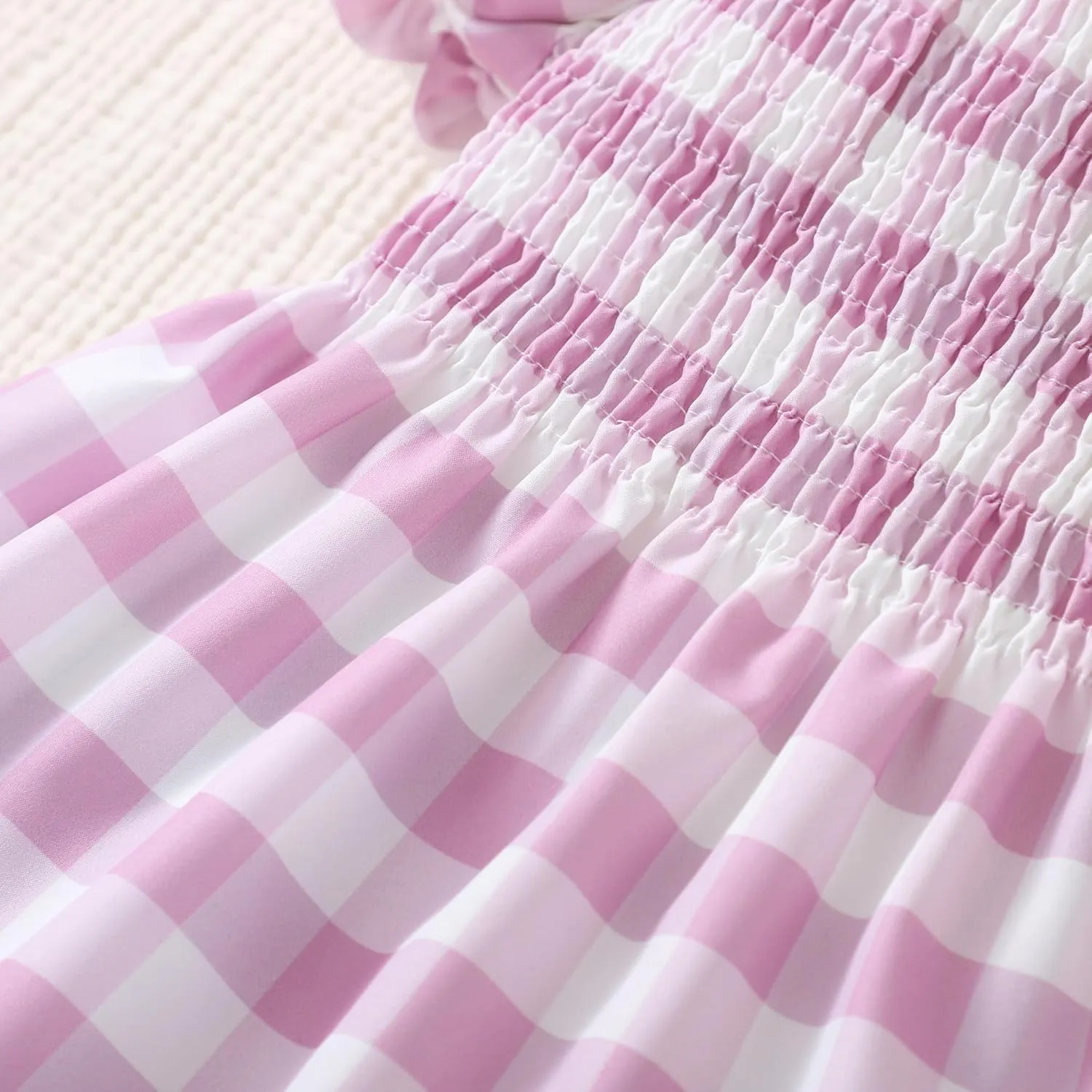 Toddler Baby Girls Summer Floral Dress Kids Puff Sleeve Square Neck Smocked Flowy Sun Dresses 2-8 Years