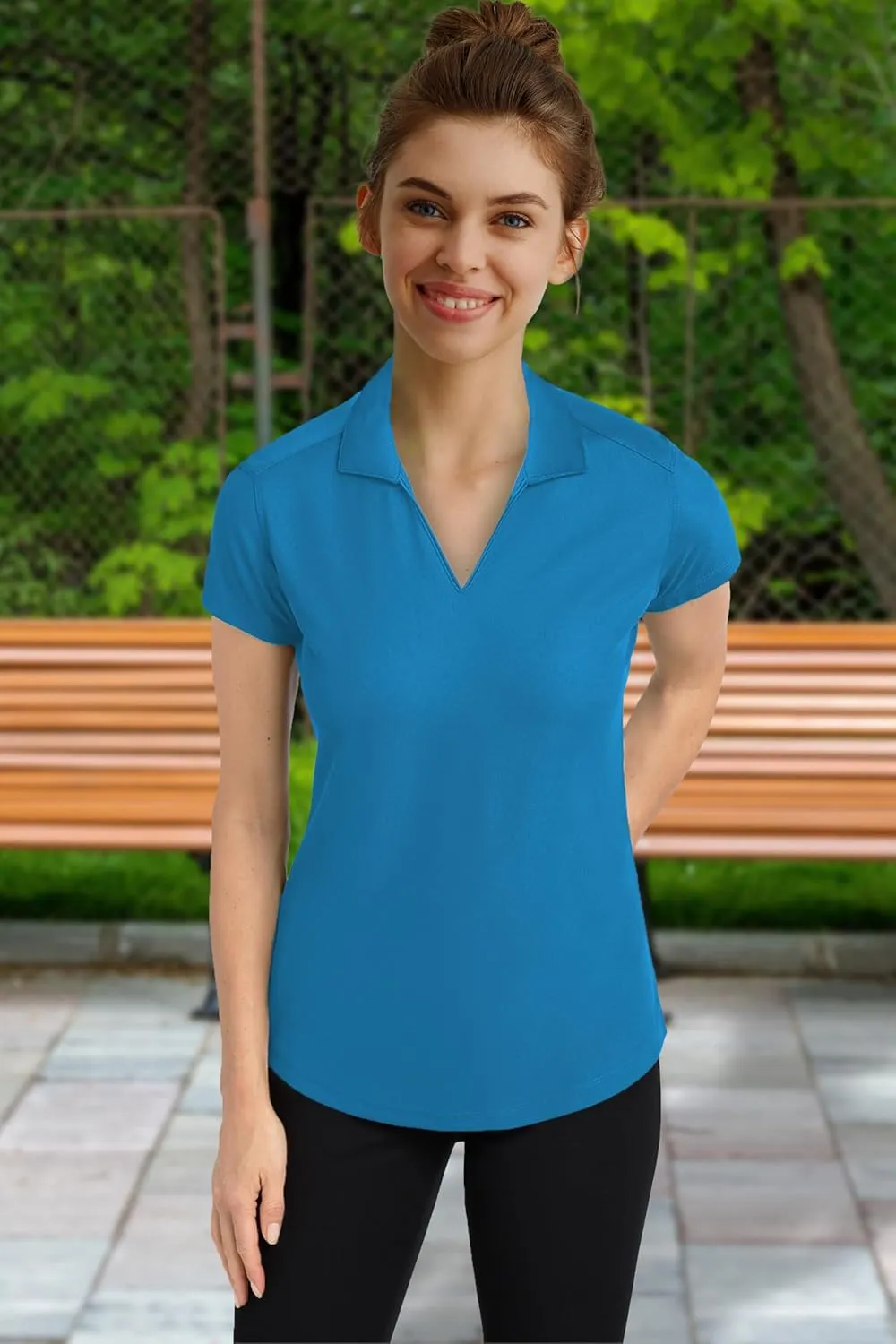 Womens V-Neck Racer Mesh Polo Shirts Short Sleeve Moisture Wicking Tee Shirts in Size XS Till 4XL