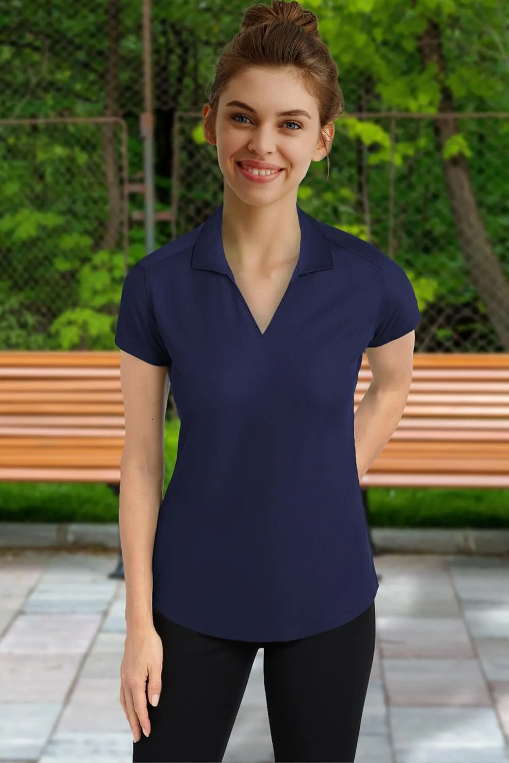 Womens V-Neck Racer Mesh Polo Shirts Short Sleeve Moisture Wicking Tee Shirts in Size XS Till 4XL