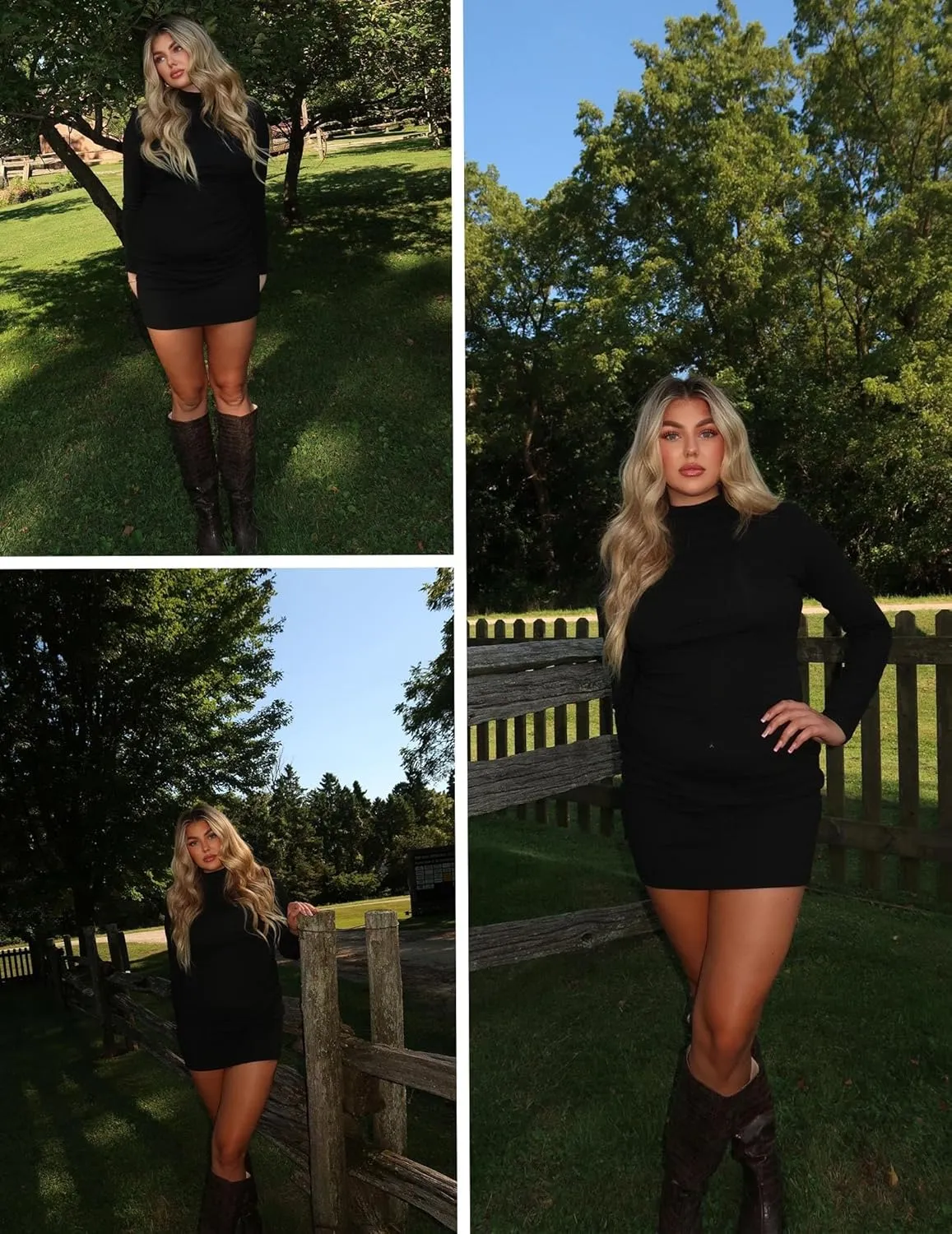 Zeagoo Women's Sexy Bodycon Dress Long Sleeve Slim Fit Turtleneck Dress Solid Color Party Club Dresses Fall Winter 2024